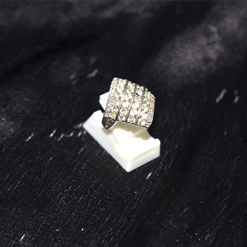 925 Sterling Silver Turkish Cubic Zirconia Wide Band Ring