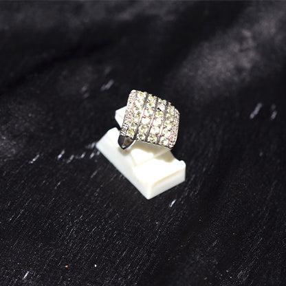 925 Sterling Silver Turkish Cubic Zirconia Wide Band Ring