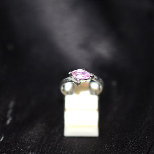 925 Sterling Silver Pink Pear Cut Cubic Zirconia Ring