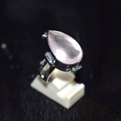 925 Sterling Silver Rose Quartz Pear-Cut Ornate Ring