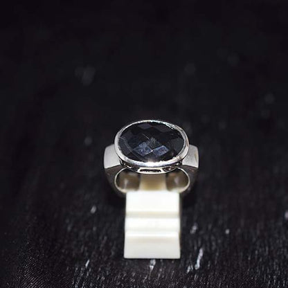 925 Sterling Silver Round Black Onyx Ring with Milgrain Bezel