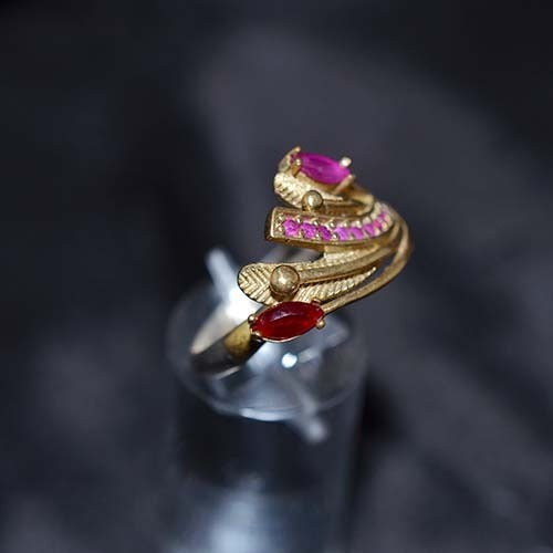 6 Carat Gold Plated Pink Crystal Swirl Ring