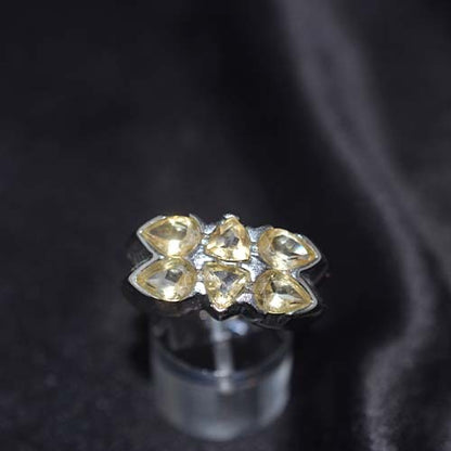 925 Sterling Silver Lemon Quartz Quad Cluster Ring