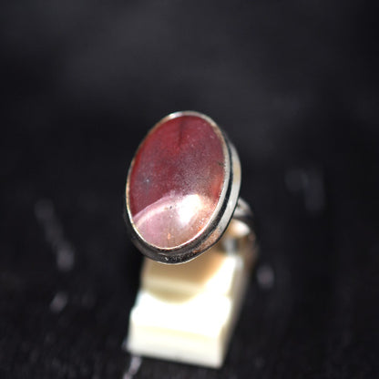 925 Sterling Silver Rhodochrosite Oval Bezel Ring