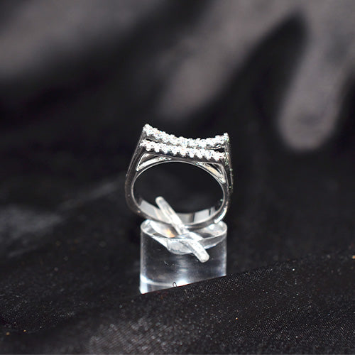 925 Sterling Silver Double Row Cubic Zirconia Band Ring