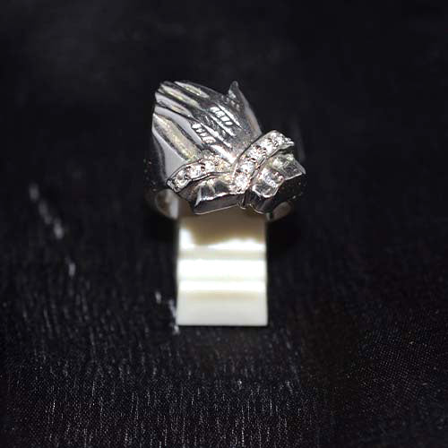925 Sterling Silver Cubic Zirconia Hand Motif Ring