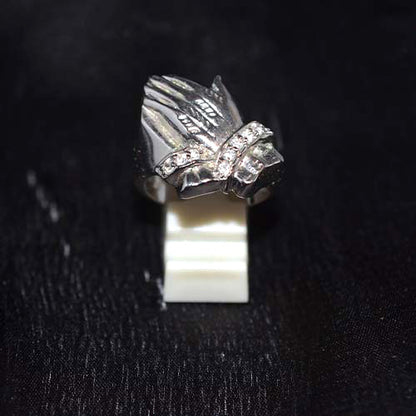 925 Sterling Silver Cubic Zirconia Hand Motif Ring