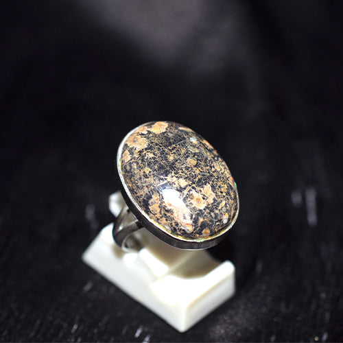 925 Sterling Silver Oval Dark Speckled Jasper Ring