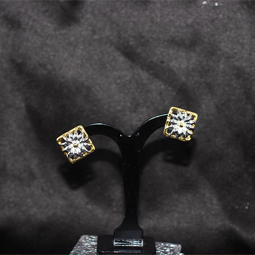 6 Carat Gold Plated Square CZ Stud Earrings