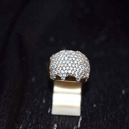 6-Carat-Gold-Plated Pave Set Crystal Dome Ring