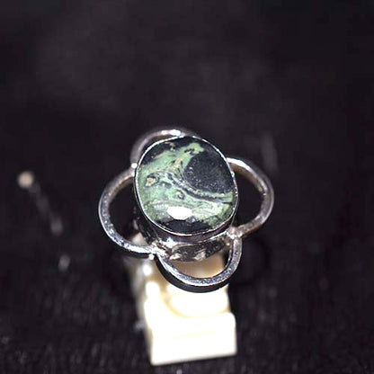 925 Sterling Silver Kambaba Jasper Clover Ring