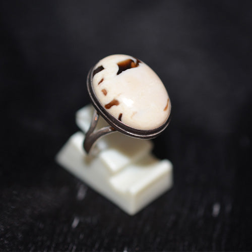 925 Sterling Silver Oval Dendritic Opal Ring