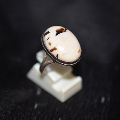 925 Sterling Silver Oval Dendritic Opal Ring