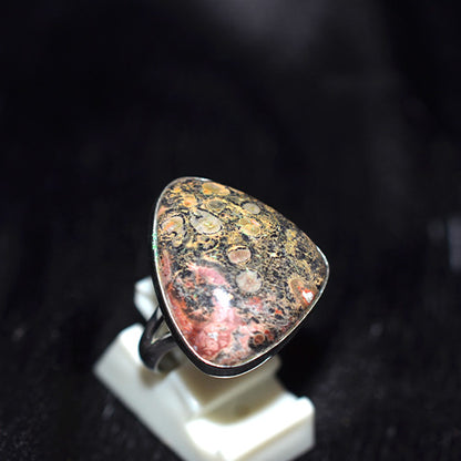925 Sterling Silver Asymmetrical Orbicular Jasper Ring
