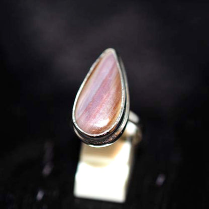 925 Sterling Silver Banded Agate Pear Ring