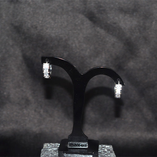 925 Sterling Silver Rectangle CZ Huggie Earrings