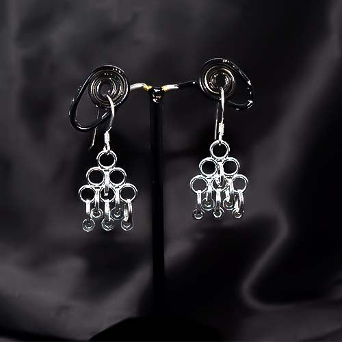 925 Sterling Silver Geometric Circle Chandelier Earrings