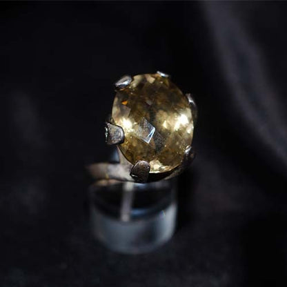 925 Sterling Silver Citrine Claw Prong Ring