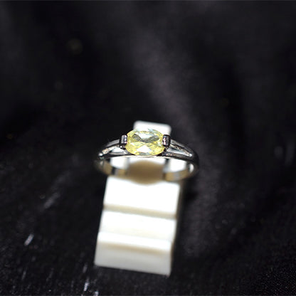 925 Sterling Silver Oval Lemon Quartz Solitaire Ring