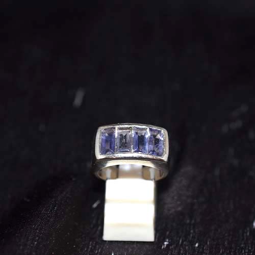 925 Sterling Silver Light Purple Gemstone Quad Rectangle Ring