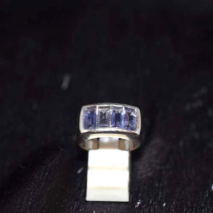 925 Sterling Silver Light Purple Gemstone Quad Rectangle Ring