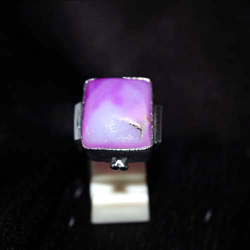 925 Sterling Silver Vibrant Purple Gemstone Square Ornate Setting Ring