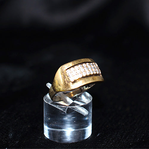 6 Carat Gold Plated Pavé Rectangle Band Ring