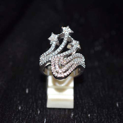 925 Sterling Silver Cubic Zirconia Star Motif Ring