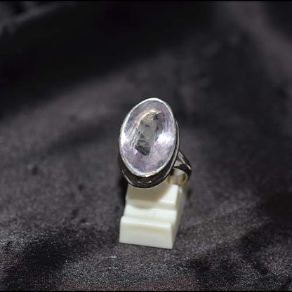 925 Sterling Silver Light Amethyst Elongated Oval Ring