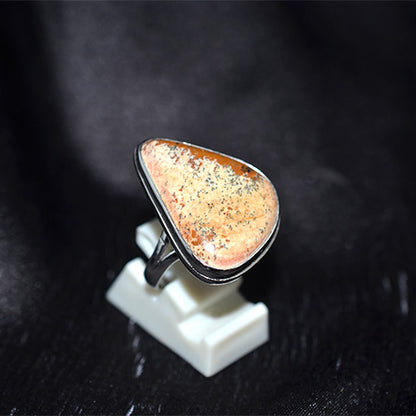 925 Sterling Silver Asymmetrical Picture Jasper Ring