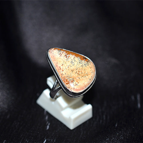 925 Sterling Silver Asymmetrical Picture Jasper Ring