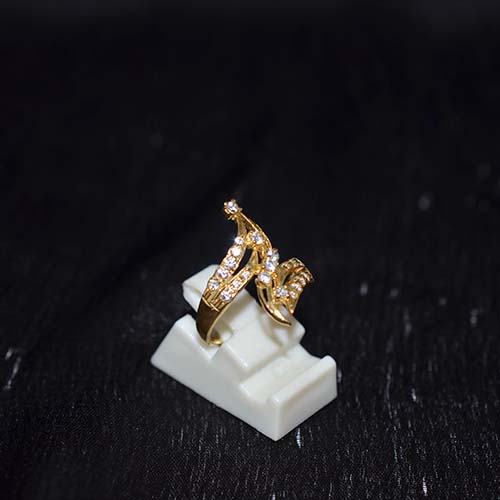 6 Carat Gold Plated Twisted Cubic Zirconia Duo Ring
