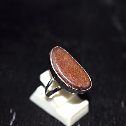925 Sterling Silver Brown Goldstone Marquise Ring