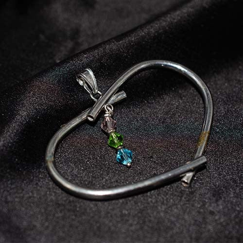 925 Sterling Silver Multicolor Crystal Abstract Heart Pendant