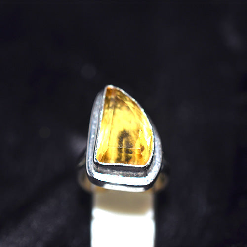 925 Sterling Silver Asymmetrical Citrine Split Shank Ring