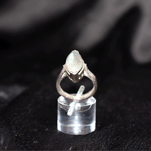 925 Sterling Silver Marquis Grey Moonstone Ring