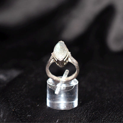 925 Sterling Silver Marquis Grey Moonstone Ring