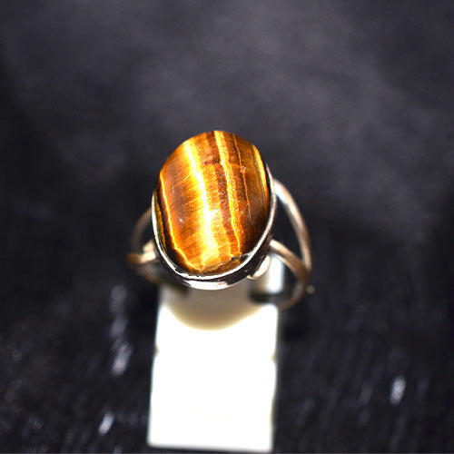925 Sterling Silver Oval Tiger's Eye Ring