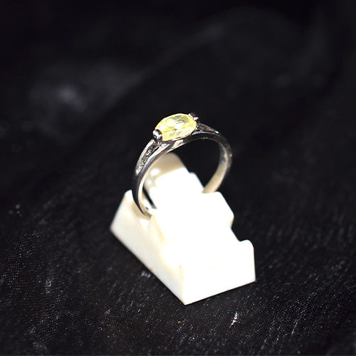 925 Sterling Silver Yellow Oval Solitaire Ring
