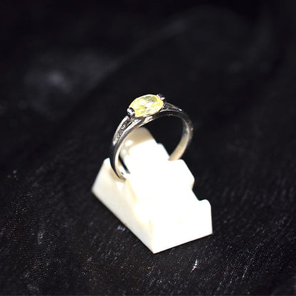 925 Sterling Silver Yellow Oval Solitaire Ring