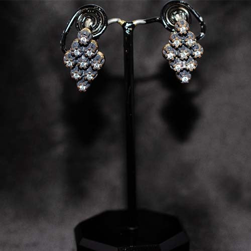 6 Carat Gold Plated Cluster Diamond Stud Earrings