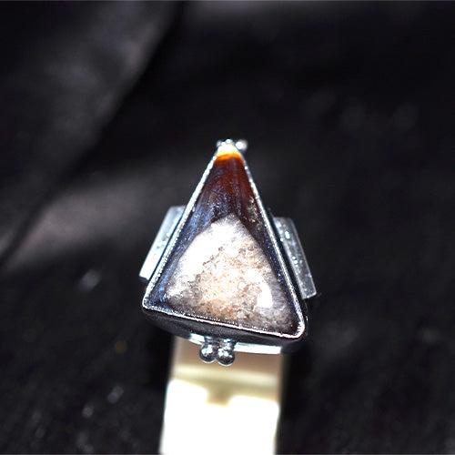 925 Sterling Silver Triangle Agate Turkish Ring