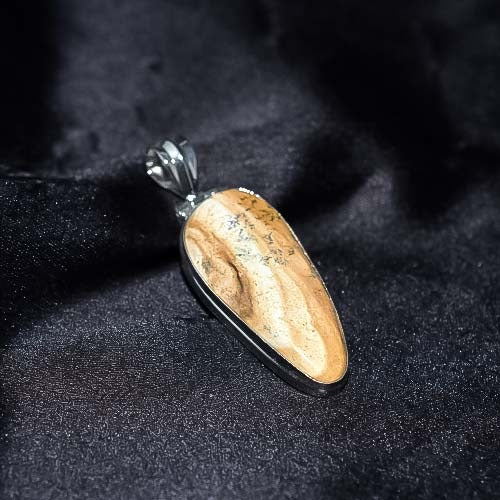 925 Sterling Silver Picture Jasper Freeform Pendant