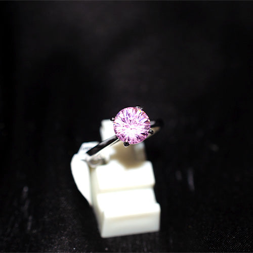 925 Sterling Silver Pink Cubic Zirconia Solitaire Ring