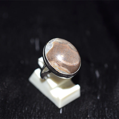 925 Sterling Silver Banded Jasper Oval Ring