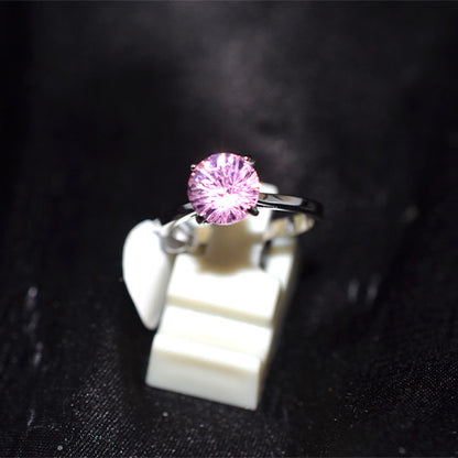 925 Sterling Silver Pink Cubic Zirconia Solitaire Ring