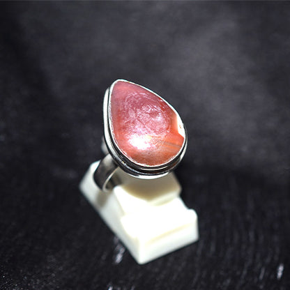 925 Sterling Silver Teardrop Rhodochrosite Ring