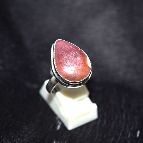 925 Sterling Silver Teardrop Rhodochrosite Ring