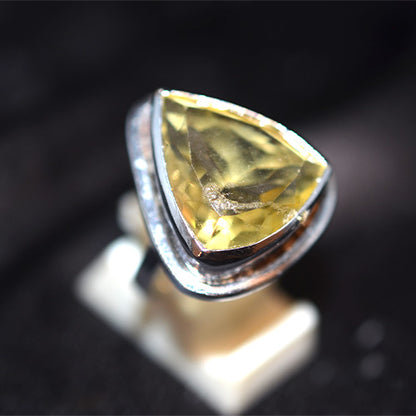 925 Sterling Silver Trillion Cut Citrine Turkish Ring