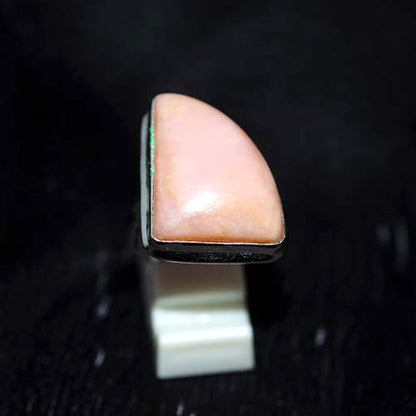 925 Sterling Silver Pink Opal Geometric Ring